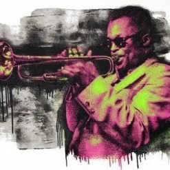Mr. Brainwash Miles Davis - Mr Brainwash Poster Print MBW Pink And Green Street Art