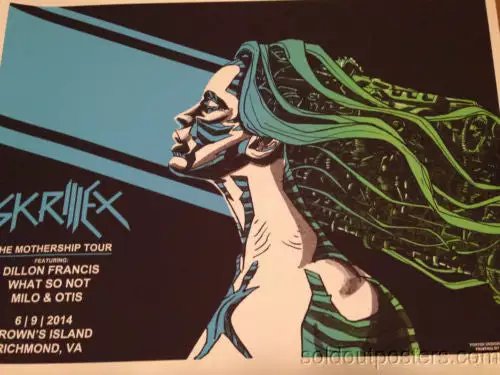 Gig Posters Skrillex - 2014 Tim Doyle Poster Print Dillon Francis What So Not Milo & Otis 3 Gig Posters Skrillex - 2014 Tim Doyle Poster Print Dillon Francis What So Not Milo & Otis