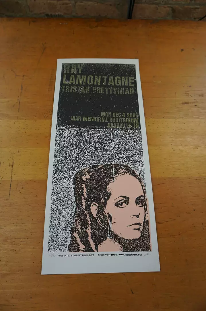 Gig Posters Ray Lamontagne - 2006 Print Mafia Poster Nashville, TN War Memorial 4 Gig Posters Ray Lamontagne - 2006 Print Mafia Poster Nashville, TN War Memorial