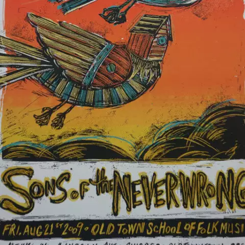 Sons Of The Never Wrong - 2009 Dan Grzeca Poster Old Town School 3 Sons Of The Never Wrong - 2009 Dan Grzeca Poster Old Town School