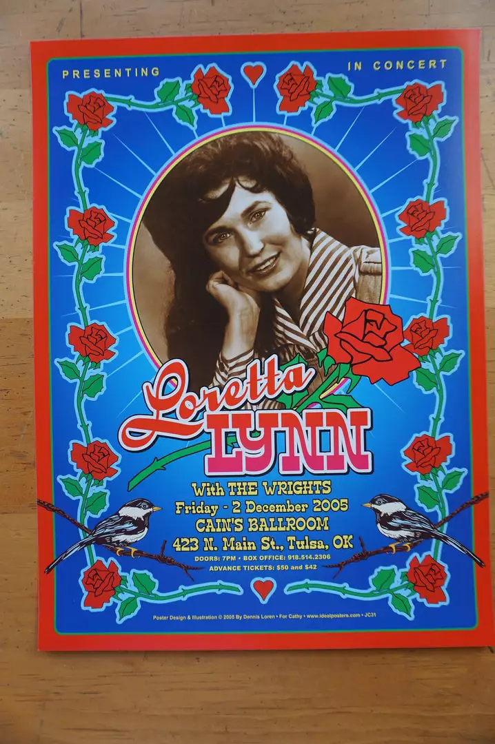 Gig Posters Loretta Lynn - 2005 Dennis Loren Poster Tulsa, OK, Cain's Ballroom 4 Gig Posters Loretta Lynn - 2005 Dennis Loren Poster Tulsa, OK, Cain's Ballroom