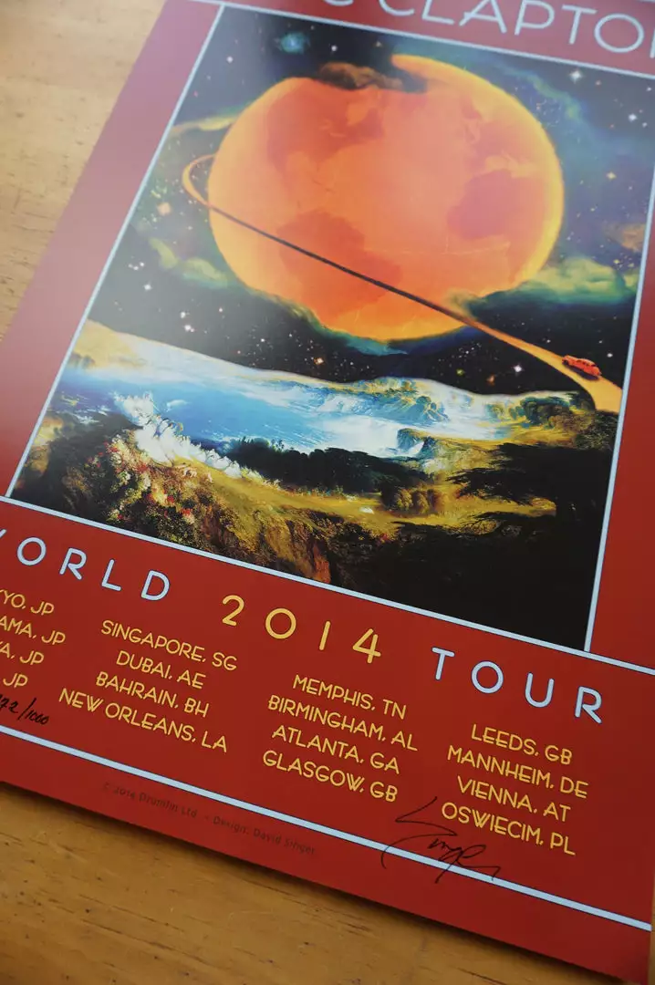 Gig Posters Eric Clapton - 2014 David Singer Poster World Tour Hand Signed 9 Gig Posters Eric Clapton - 2014 David Singer Poster World Tour Hand Signed