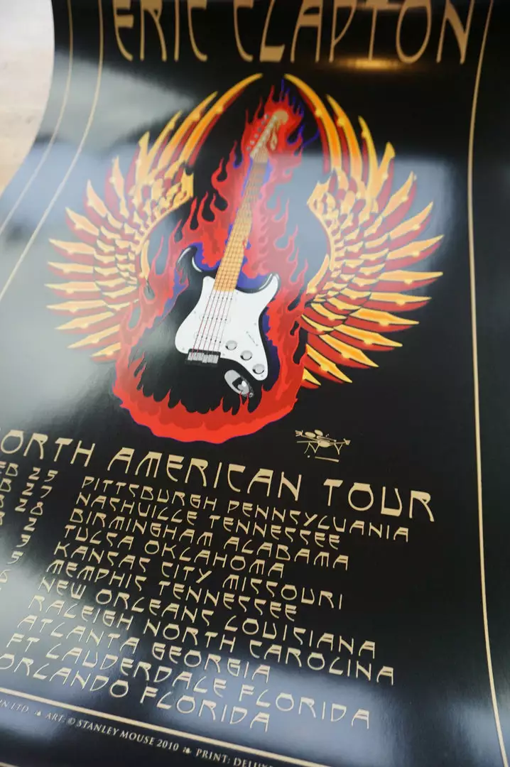 Eric Clapton - 2010 Stanley Mouse Poster US Tour Guitar Print 9 Eric Clapton - 2010 Stanley Mouse Poster US Tour Guitar Print