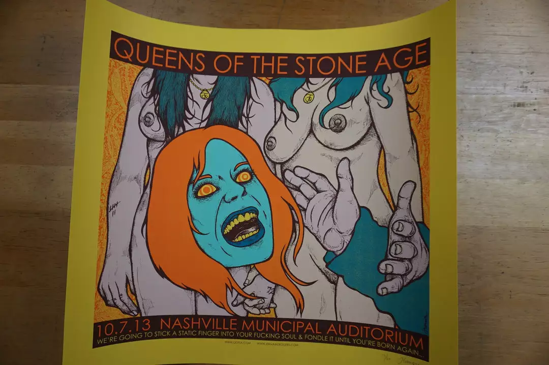 Queens Of The Stone Age - 2013 Jermaine Rogers Poster S/N Nashville YELLOW 4 Queens Of The Stone Age - 2013 Jermaine Rogers Poster S/N Nashville YELLOW