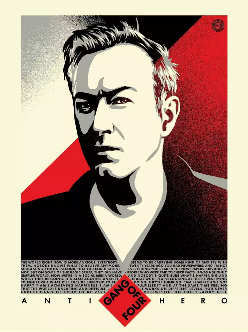 Andy Gill - 2020 Shepard Fairey (edge Wear) Poster Obey Anti-Hero UK Art Print Art Prints 3 Andy Gill - 2020 Shepard Fairey (edge Wear) Poster Obey Anti-Hero UK Art Print Art Prints