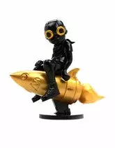Sculptures/Toys Fly Boy On Rocket - 2017 Hebru Brantley BBC Black And Gold Flyboy Bait Complex C