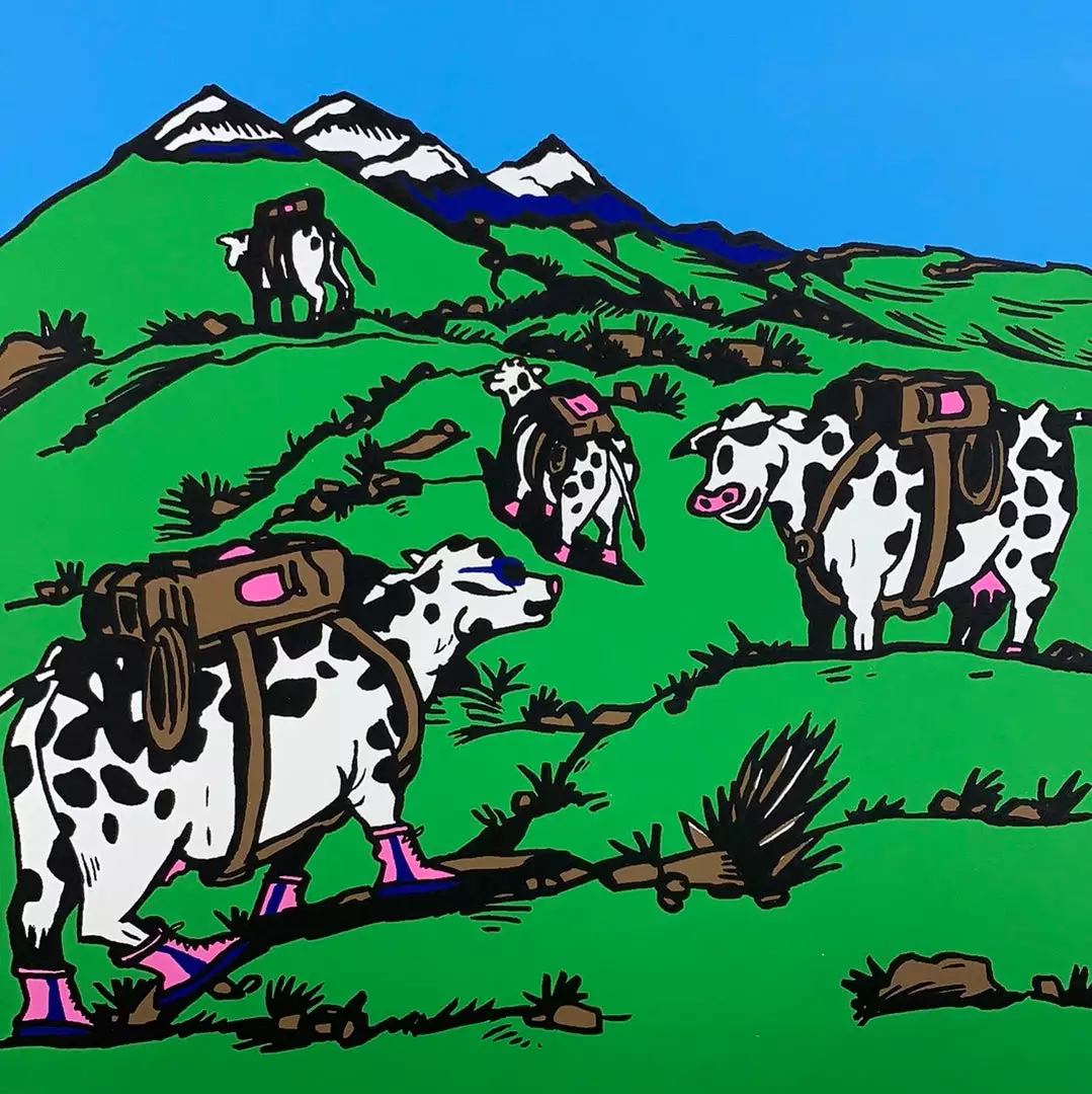 Cows On Vacation - 2021 Jim Pollock Poster Art Print Phish 1/3 3 Cows On Vacation - 2021 Jim Pollock Poster Art Print Phish 1/3
