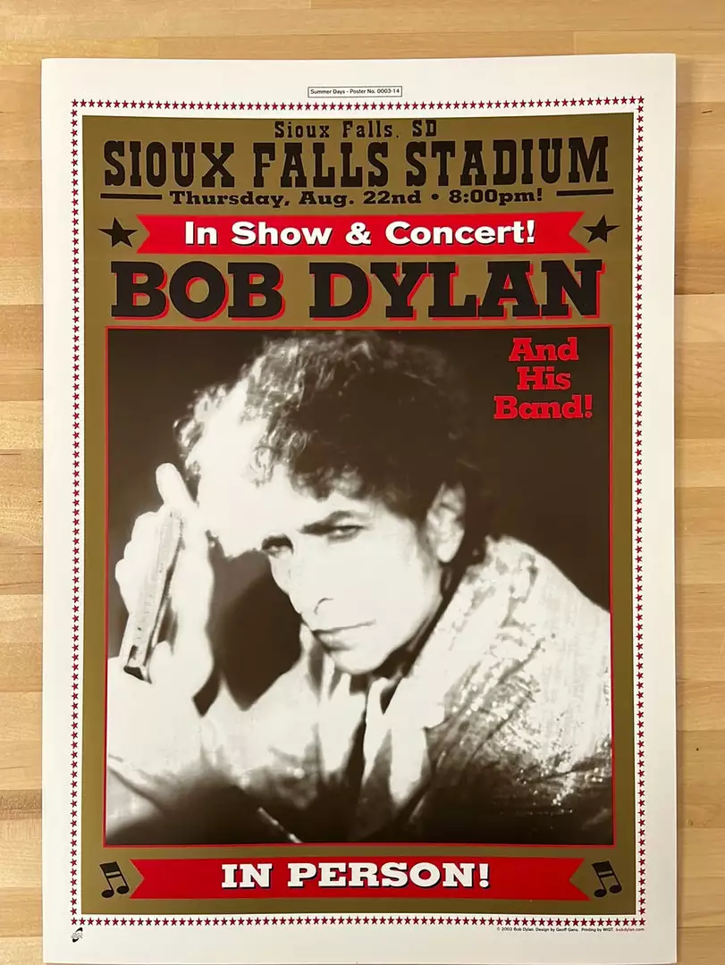 Gig Posters Bob Dylan - 2002 Geoff Gans Poster Sioux Falls, SD 4 Gig Posters Bob Dylan - 2002 Geoff Gans Poster Sioux Falls, SD