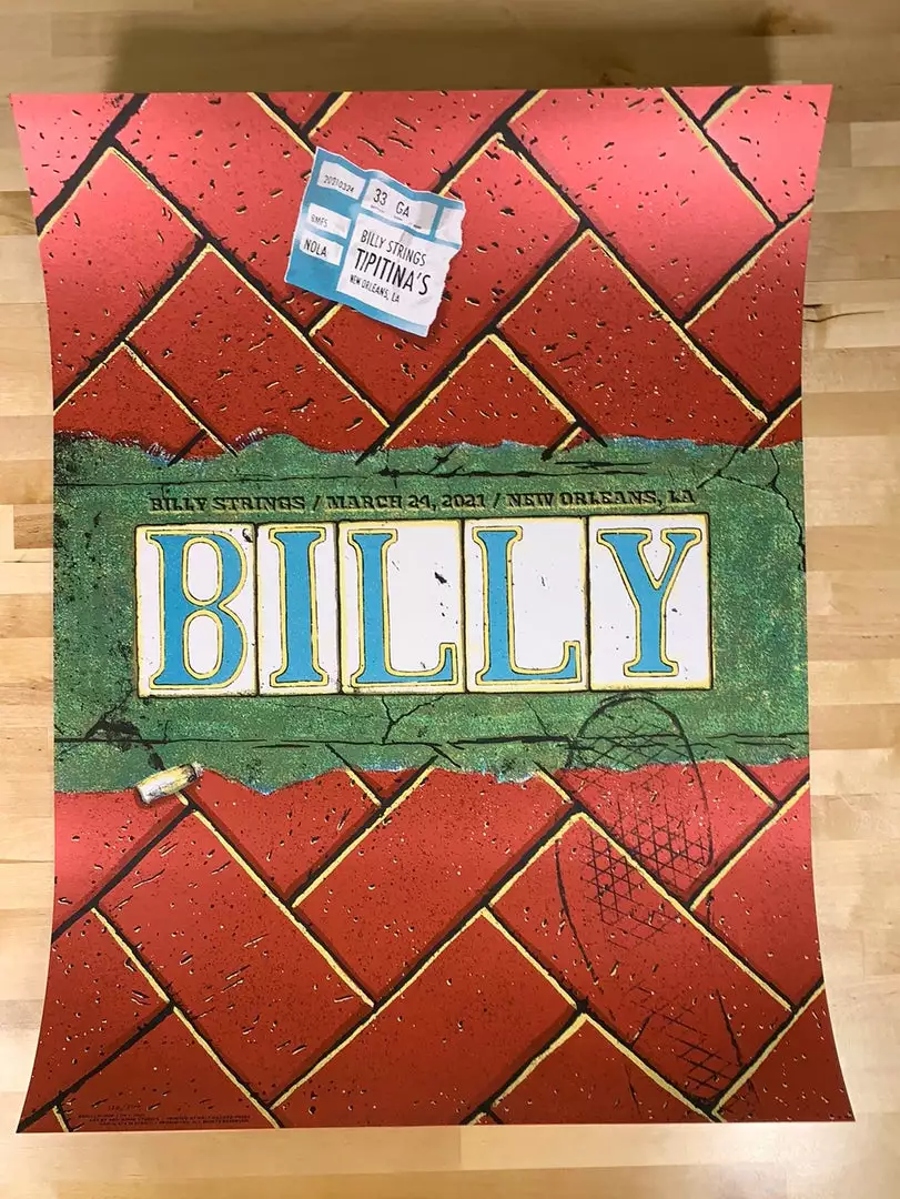 Billy Strings - 2021 Mike Tallman Poster New Orleans, LA 3/24 1st 4 Billy Strings - 2021 Mike Tallman Poster New Orleans, LA 3/24 1st