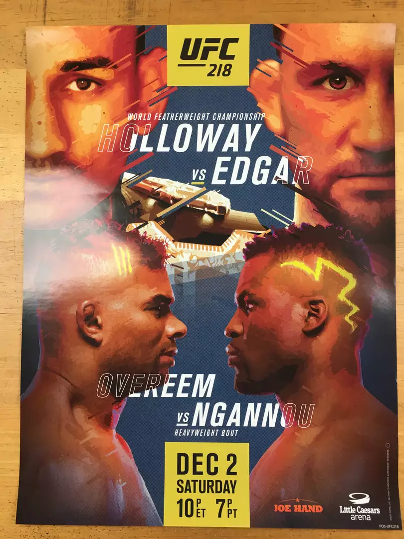 Sold Out Posters UFC 218 - 2017 Poster Holloway Vs Edgar, Overeem Vs Ngannou 5 Sold Out Posters UFC 218 - 2017 Poster Holloway Vs Edgar, Overeem Vs Ngannou