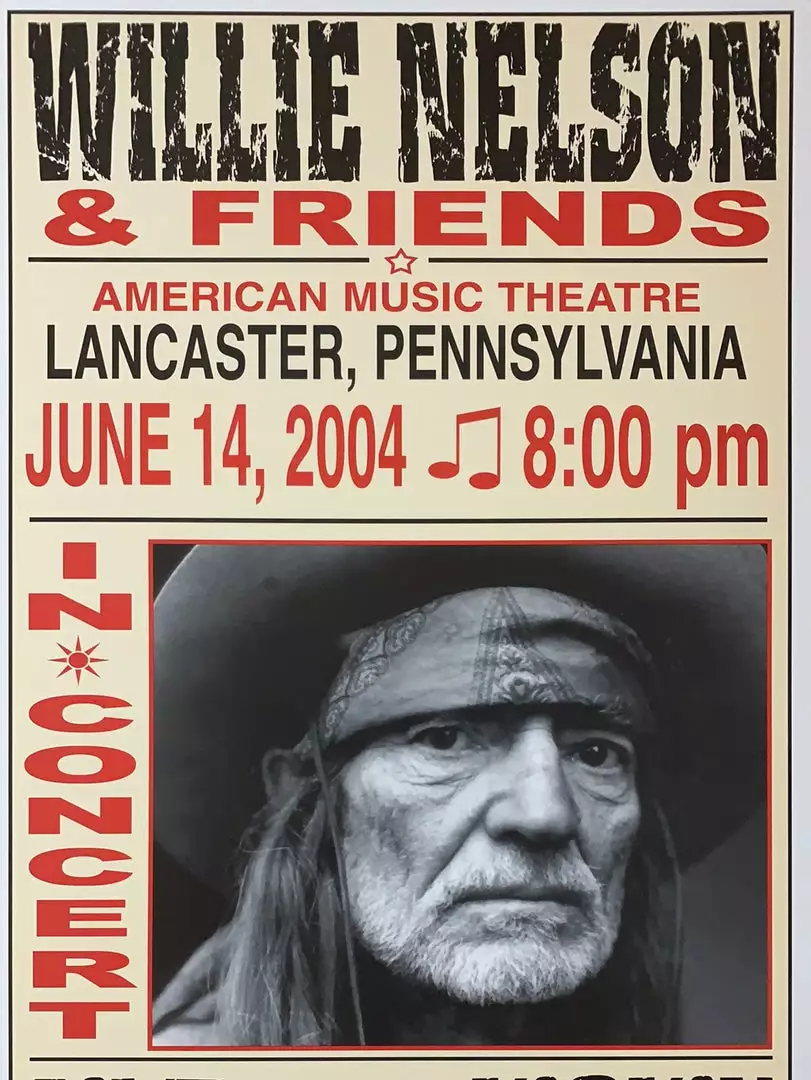Willie Nelson - 2004 Franks Brothers 6/14 Poster Lancaster, PA 3 Willie Nelson - 2004 Franks Brothers 6/14 Poster Lancaster, PA