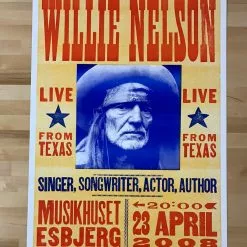 Willie Nelson - 2008 Hatch Show Print 4/23 Poster Esbjerg, Denmark