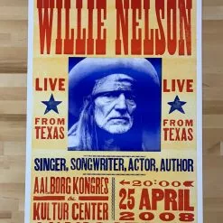 Willie Nelson - 2008 Hatch Show Print 4/25 Poster Aalborg, Denmark