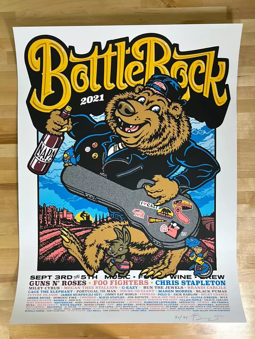 BottleRock Festival - 2021 Ames Brothers Poster Napa, CA 1st 4 BottleRock Festival - 2021 Ames Brothers Poster Napa, CA 1st