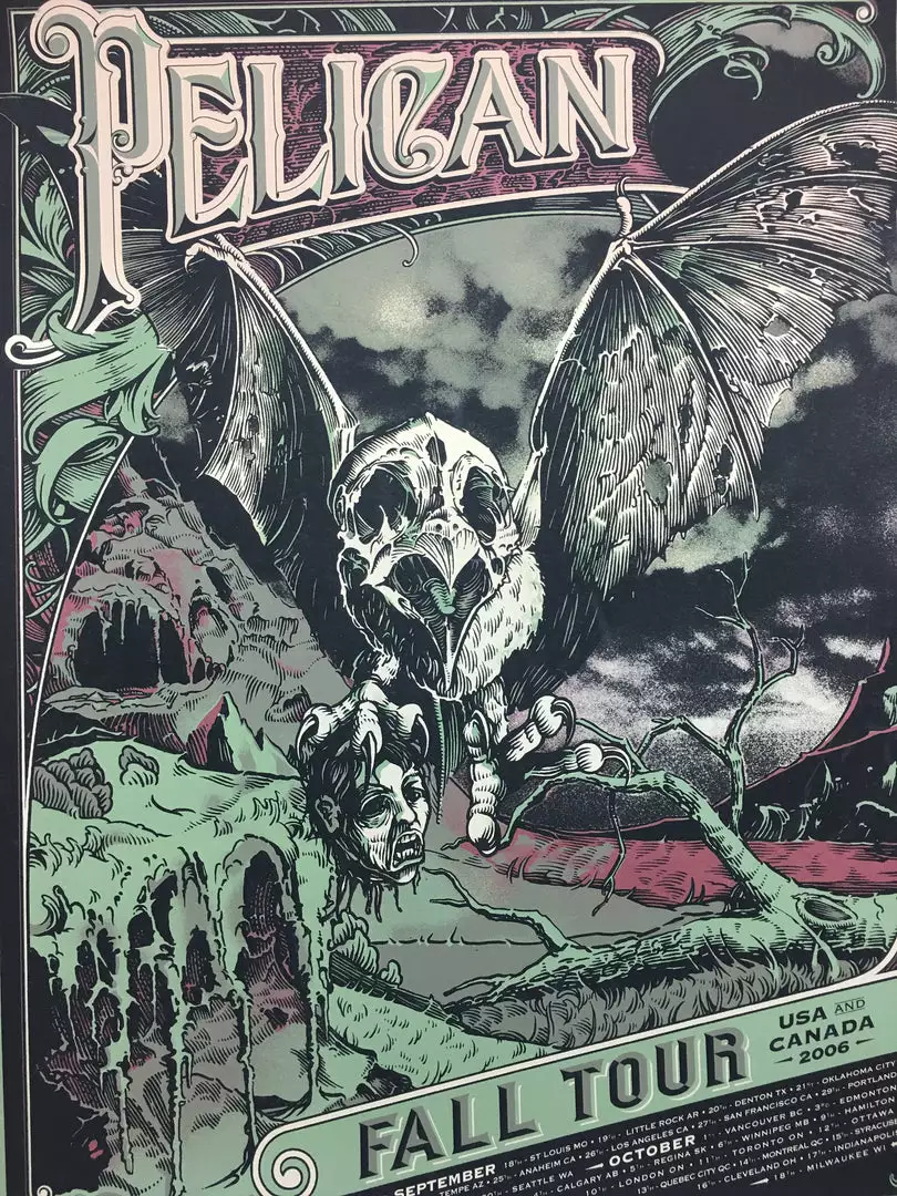 Pelican - 2006 Burlesque Of North America Poster Multiple Venues - Red Variant 3 Pelican - 2006 Burlesque Of North America Poster Multiple Venues - Red Variant