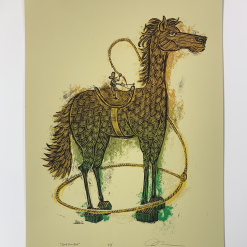 Tiny Cowboy - 2009 Dan Grzeca Poster Art Print Green/Gold 21/200 Art Prints