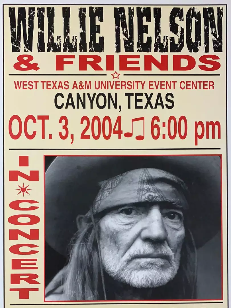 Willie Nelson - 2004 Franks Brothers 10/3 Poster Canyon, TX Gig Posters 3 Willie Nelson - 2004 Franks Brothers 10/3 Poster Canyon, TX Gig Posters