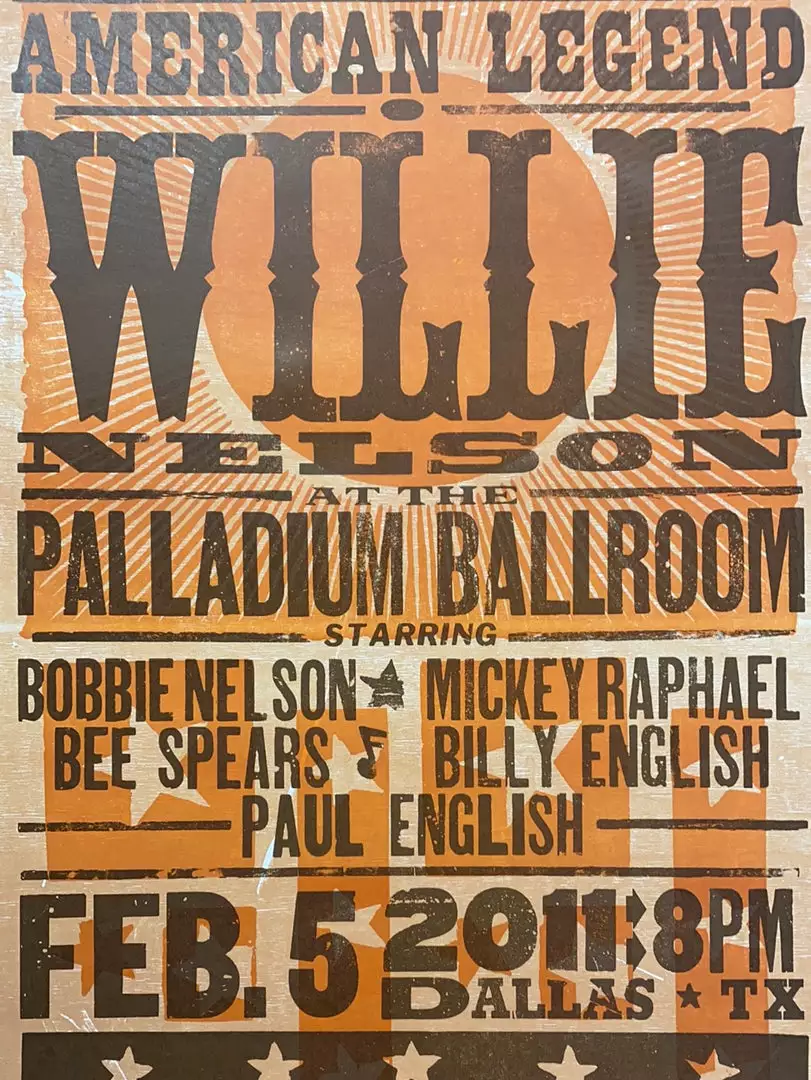 Gig Posters Willie Nelson - 2011 Hatch Show Print 2/5 Poster Dallas, Texas 3 Gig Posters Willie Nelson - 2011 Hatch Show Print 2/5 Poster Dallas, Texas