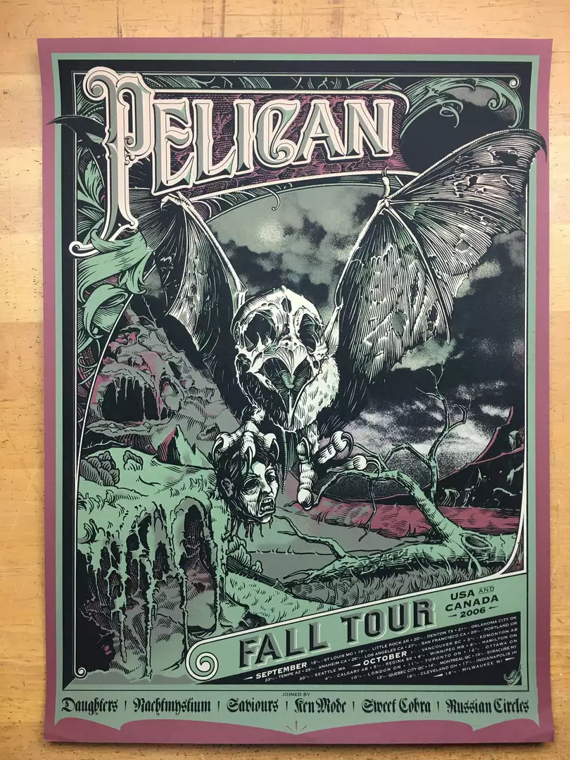 Pelican - 2006 Burlesque Of North America Poster Multiple Venues - Red Variant 5 Pelican - 2006 Burlesque Of North America Poster Multiple Venues - Red Variant