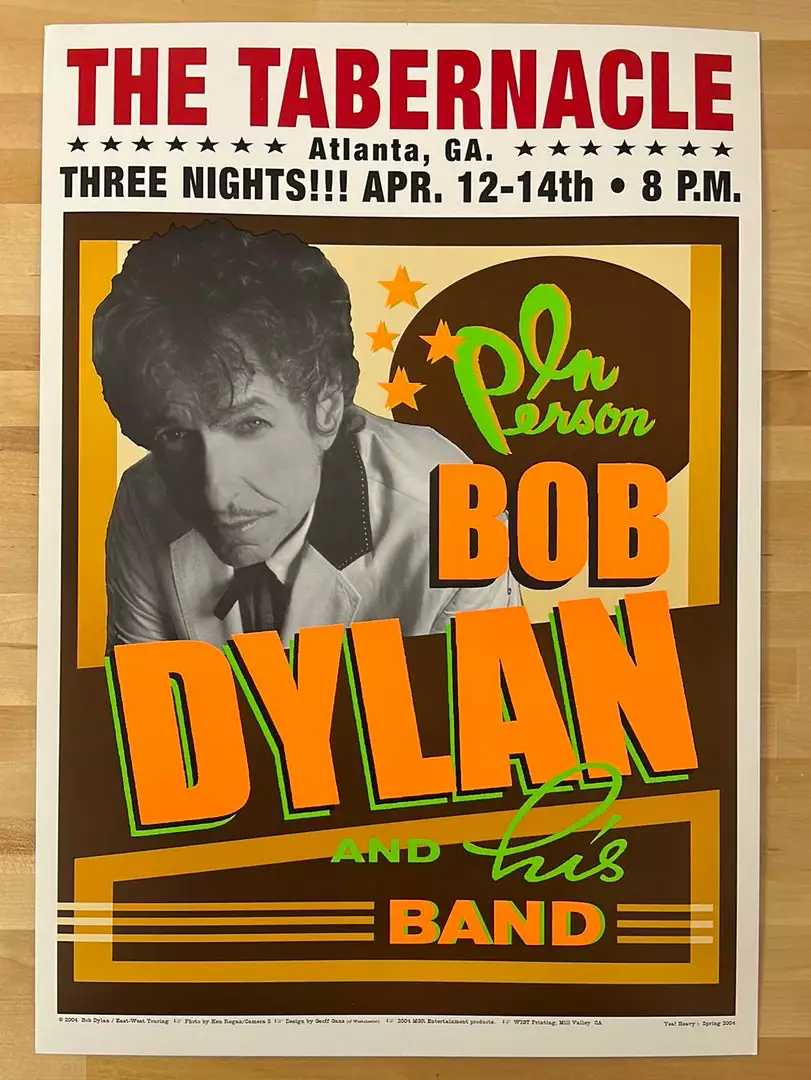 Gig Posters Bob Dylan - 2004 Geoff Gans Poster Atlanta, GA 4 Gig Posters Bob Dylan - 2004 Geoff Gans Poster Atlanta, GA
