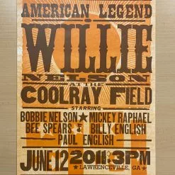 Willie Nelson - 2011 Hatch Show Print 6/12 Poster Lawrenceville, Georgia