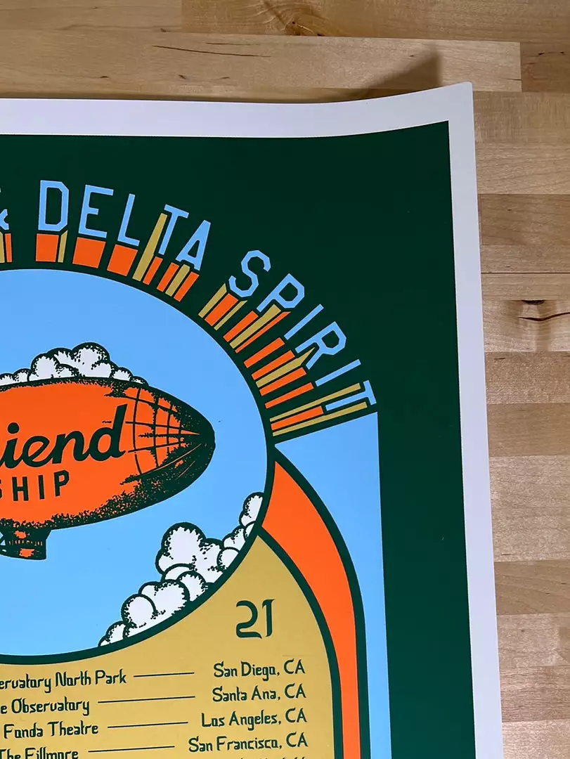 Gig Posters Deer Tick & Delta Spirit - 2021 Matt Cliff Poster Friend Ship Tour Print 6 Gig Posters Deer Tick & Delta Spirit - 2021 Matt Cliff Poster Friend Ship Tour Print