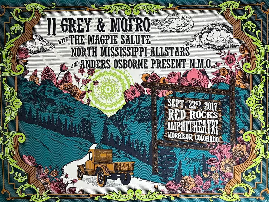 JJ Grey & Mofro - 2017 Derek Hatfield Poster Red Rocks Morrison, CO 3 JJ Grey & Mofro - 2017 Derek Hatfield Poster Red Rocks Morrison, CO