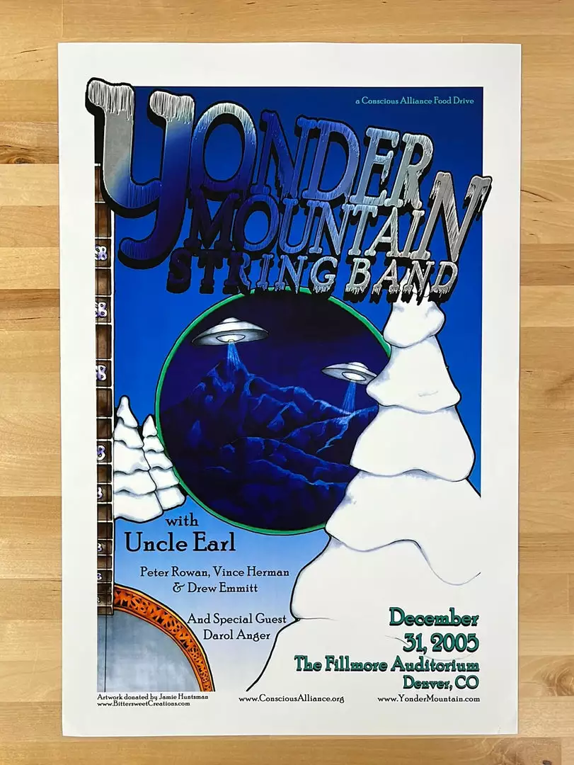 Yonder Mountain String Band - 2005 Jamie Huntsman Poster The Fillmore Denver, CO 12/31 Colorado 4 Yonder Mountain String Band - 2005 Jamie Huntsman Poster The Fillmore Denver, CO 12/31 Colorado