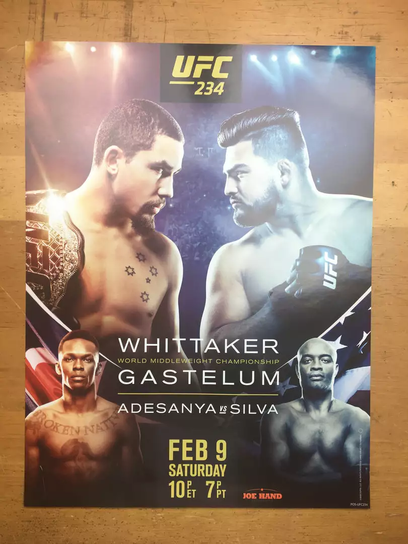 Sold Out Posters UFC 234 2019 Poster Whittaker Vs Gastelum & Adesanya Vs Silva 4 Sold Out Posters UFC 234 2019 Poster Whittaker Vs Gastelum & Adesanya Vs Silva