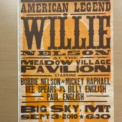 Gig Posters Willie Nelson - 2010 Hatch Show Print 9/3 Poster Big Sky, Montana