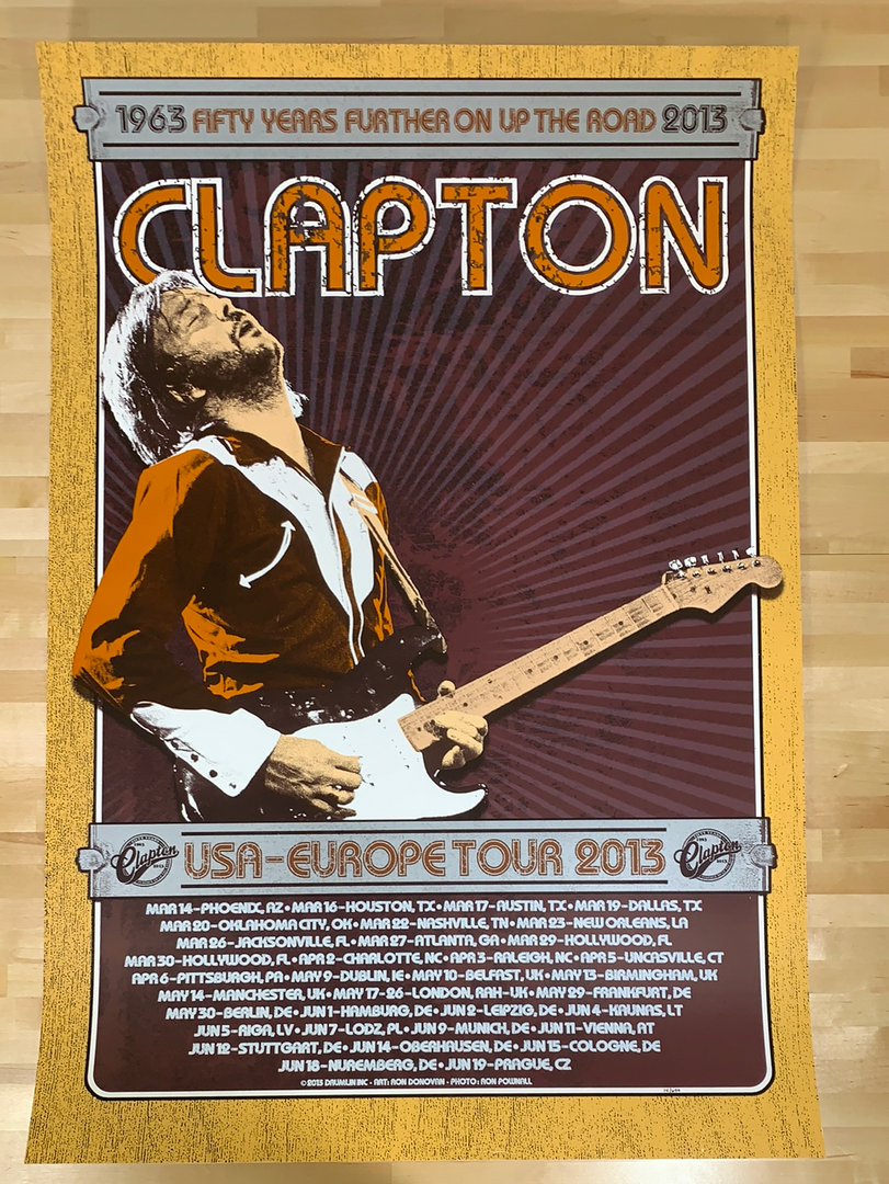 Eric Clapton - 2013 Ron Donovan Firehouse Poster VARIANT European Tour 4 Eric Clapton - 2013 Ron Donovan Firehouse Poster VARIANT European Tour