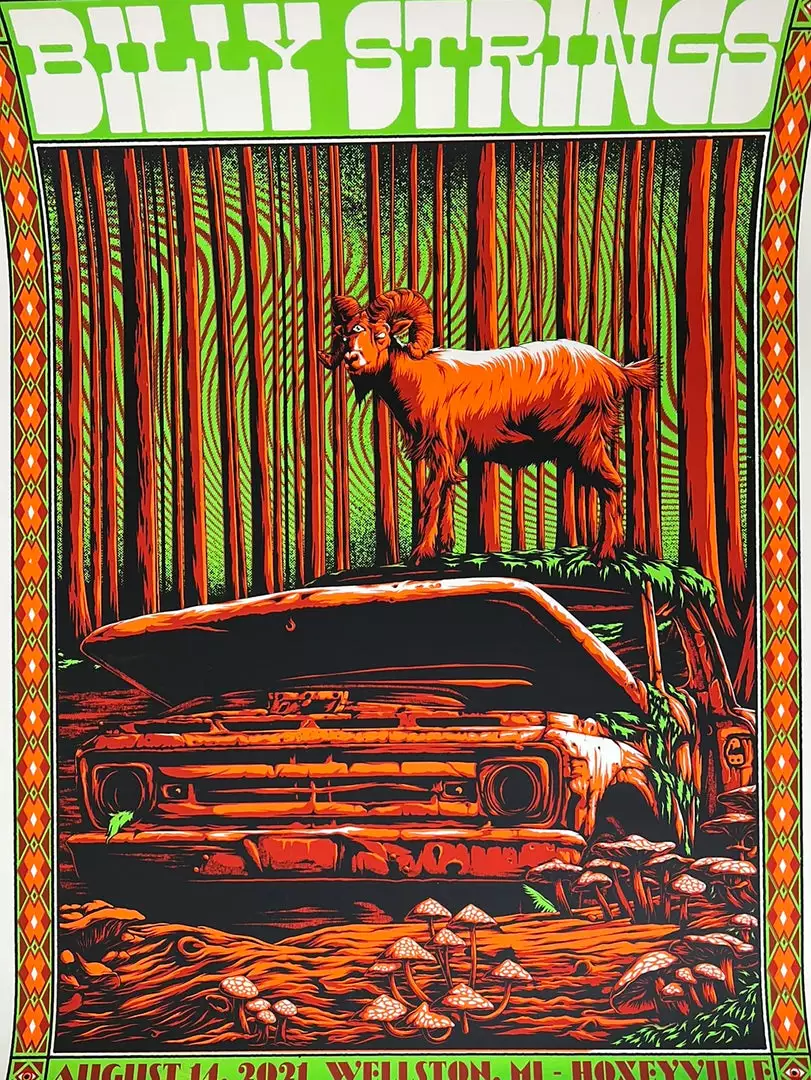 Gig Posters Billy Strings - 2021 Simon Berndt Poster Hoxeyville, MI 8/14 N2 3 Gig Posters Billy Strings - 2021 Simon Berndt Poster Hoxeyville, MI 8/14 N2