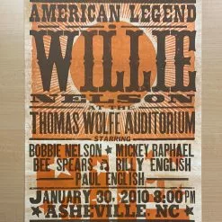 Willie Nelson - 2010 Hatch Show Print 1/30 Poster Asheville, North Carolina Gig Posters