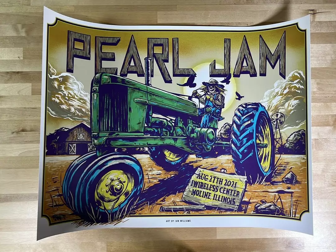Pearl Jam - 2021 Ian Williams Poster Moline, IL Streaming Event Gig Posters 4 Pearl Jam - 2021 Ian Williams Poster Moline, IL Streaming Event Gig Posters