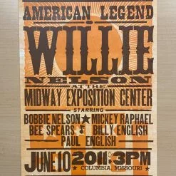 Gig Posters Willie Nelson - 2011 Hatch Show Print 6/10 Poster Columbia, Missouri