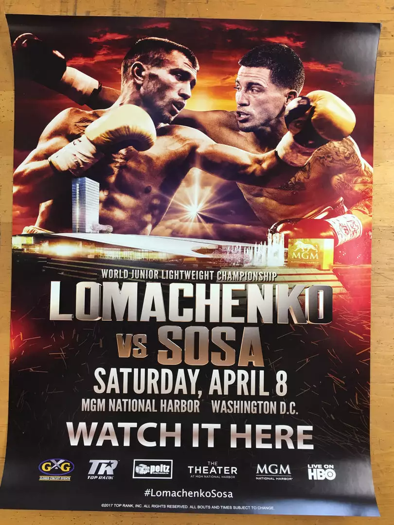 Sold Out Posters Boxing - 2017 Lomachenko Vs Sosa World Junior Lightweight Championship, MGM Nati 5 Sold Out Posters Boxing - 2017 Lomachenko Vs Sosa World Junior Lightweight Championship, MGM Nati
