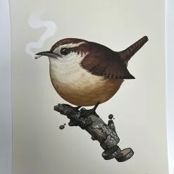 Fat Bird - 2019 Mike Mitchell Poster Carolina Wren Variant