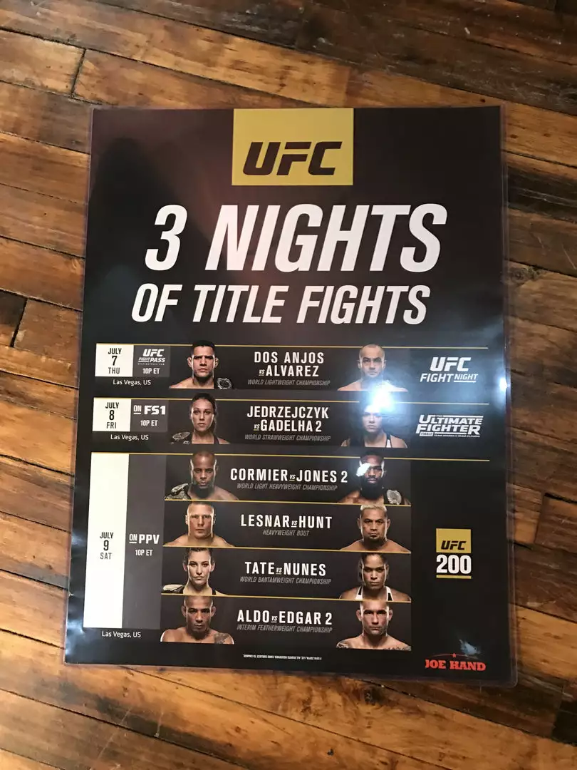 Sold Out Posters UFC 200 Poster Lesnar Vs. Hunt, Aldo, Edgar, Jones, Tate, Nunes Cormier 4 Sold Out Posters UFC 200 Poster Lesnar Vs. Hunt, Aldo, Edgar, Jones, Tate, Nunes Cormier