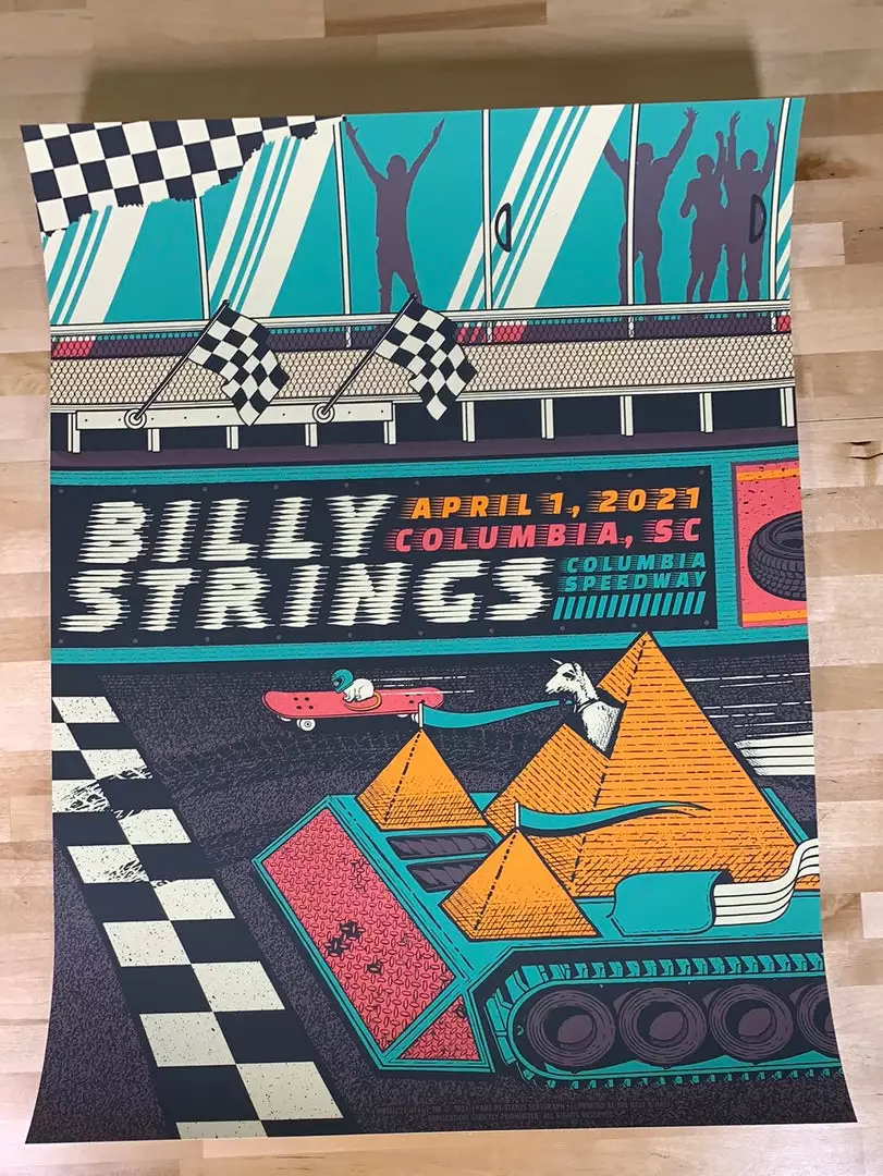 Billy Strings - 2021 Status Serigraph Poster Columbia, SC 4/1 4 Billy Strings - 2021 Status Serigraph Poster Columbia, SC 4/1