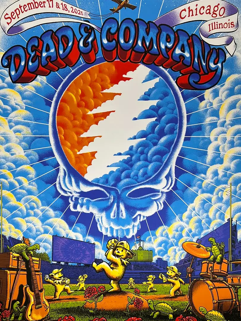 Dead & Company - 2021 James Flames Poster Chicago, IL Wrigley Field 3 Dead & Company - 2021 James Flames Poster Chicago, IL Wrigley Field