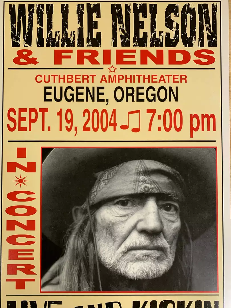 Willie Nelson - 2004 Franks Brothers 9/19 Poster Eugene, Oregon 3 Willie Nelson - 2004 Franks Brothers 9/19 Poster Eugene, Oregon