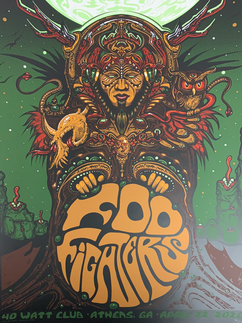 Gig Posters Foo Fighters - 2020 Jeff Wood Poster Athens, GA 40 Watt Club 3 Gig Posters Foo Fighters - 2020 Jeff Wood Poster Athens, GA 40 Watt Club