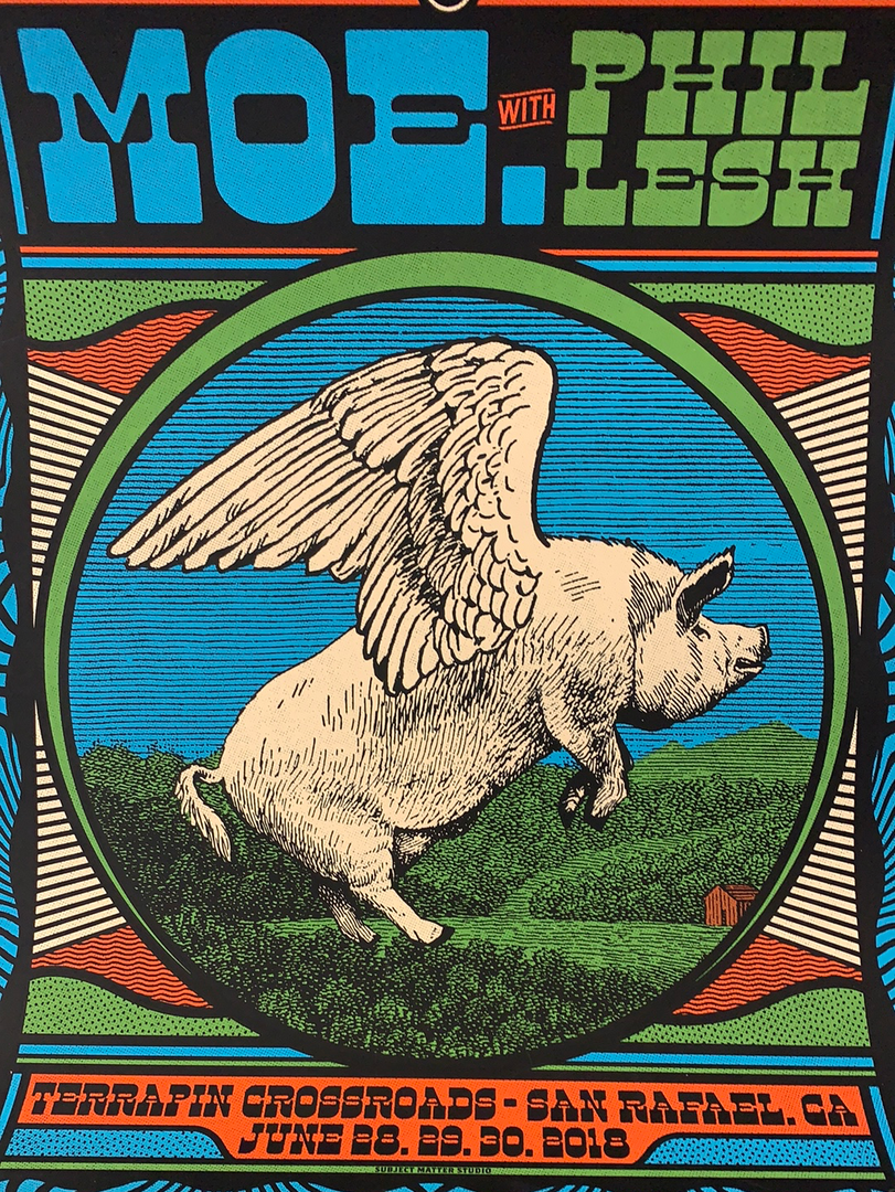 Moe. Phil Lesh & Friends - 2018 Subject Matter Studio Poster San Rafael, CA 3 Moe. Phil Lesh & Friends - 2018 Subject Matter Studio Poster San Rafael, CA