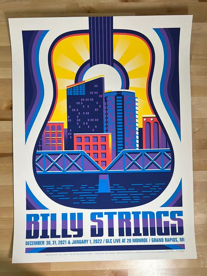 Billy Strings - 2021 2022 Mike Tallman Poster Grand Rapids, MI NYE 1st Gig Posters 4 Billy Strings - 2021 2022 Mike Tallman Poster Grand Rapids, MI NYE 1st Gig Posters