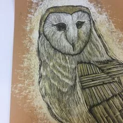 Art Prints Reconstructed Barn Owl - 2013 Dan Grzeca Poster Art Print Burnt Orange