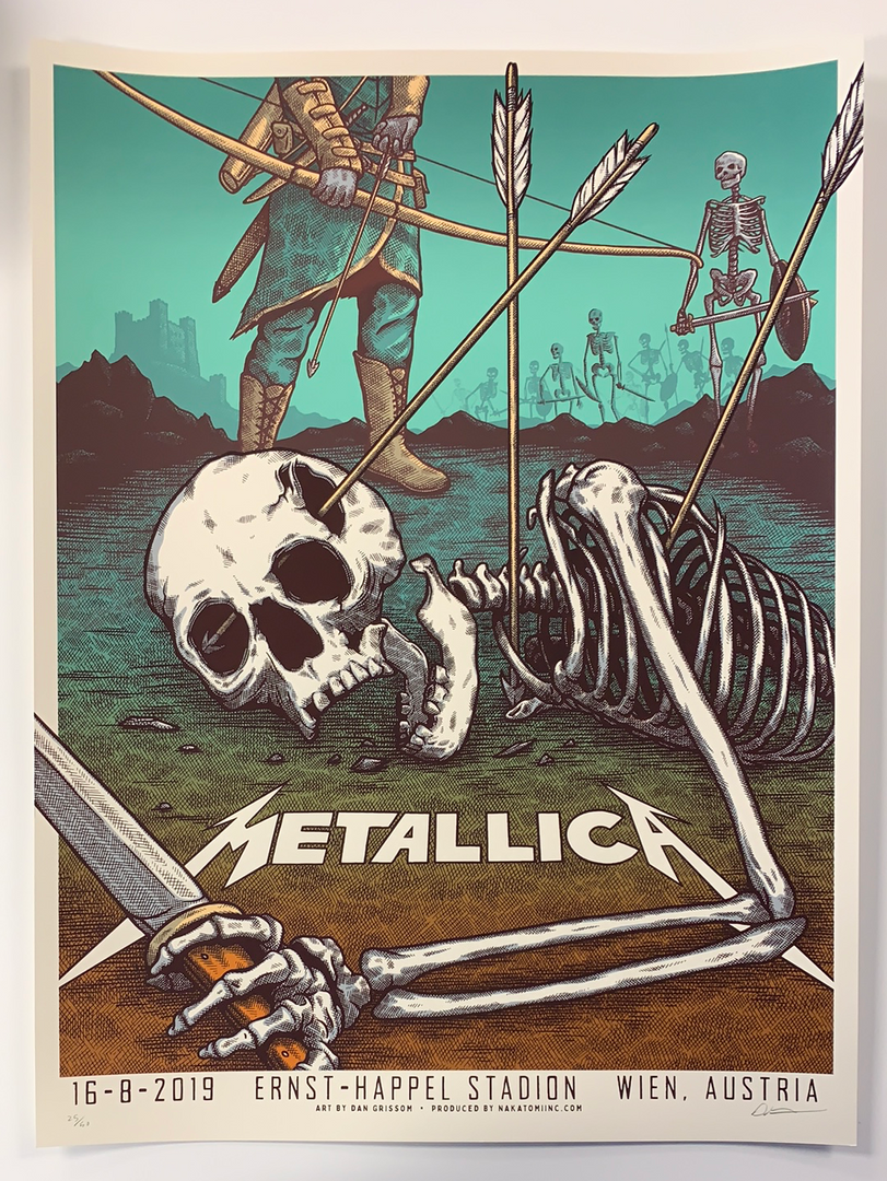 Metallica - 2019 Dan Grissom Poster Vienna, Austria Gig Posters 4 Metallica - 2019 Dan Grissom Poster Vienna, Austria Gig Posters