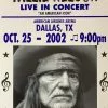 Willie Nelson - 2002 Franks Brothers 10/25 Poster Dallas, TX