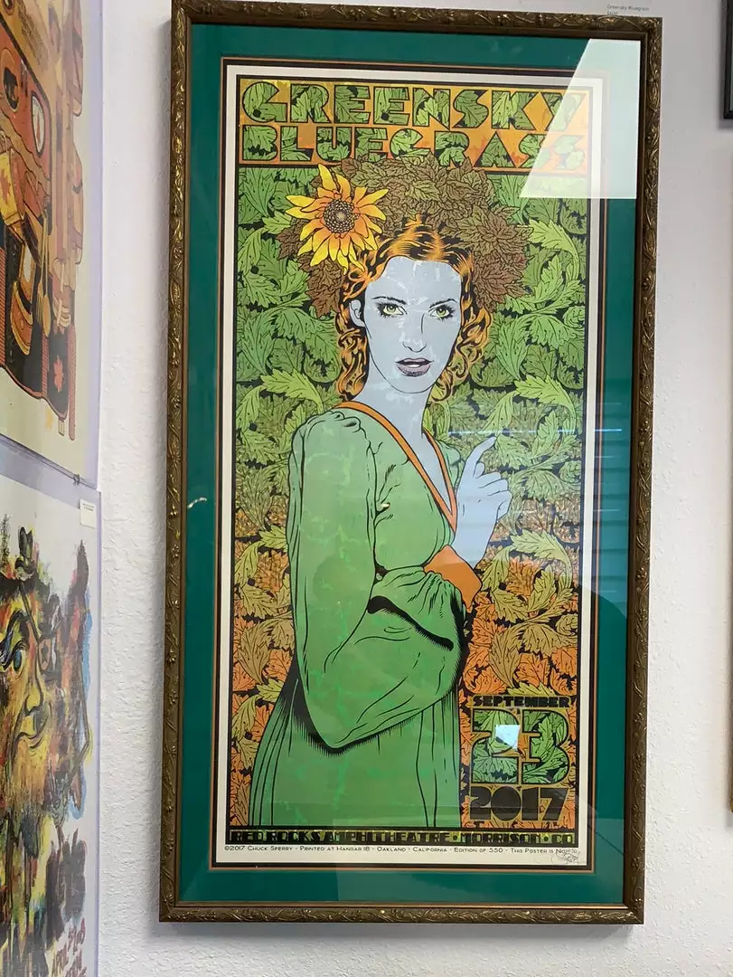 Colorado Greensky Bluegrass - 2017 Chuck Sperry Poster Red Rocks Morrison, CO FRAMED 3 Colorado Greensky Bluegrass - 2017 Chuck Sperry Poster Red Rocks Morrison, CO FRAMED