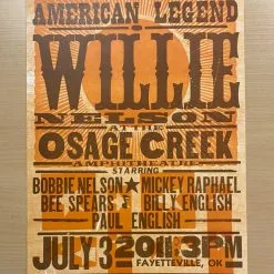 Gig Posters Willie Nelson - 2011 Hatch Show Print 7/3 Poster Fayetteville, Oklahoma