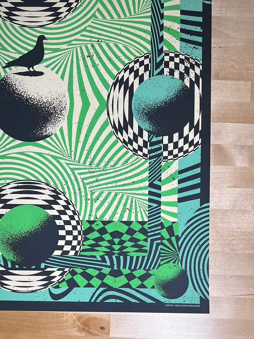 Pigeons Playing Ping Pong - 2022 Status Serigraph Poster OR/WA Run Gig Posters 7 Pigeons Playing Ping Pong - 2022 Status Serigraph Poster OR/WA Run Gig Posters